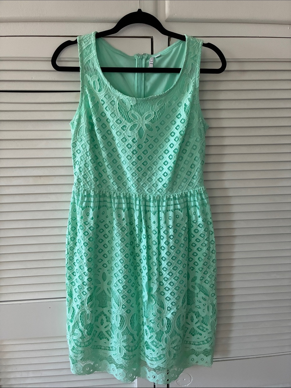 Elle Mint Green Lace Sleeveless Mini Dress